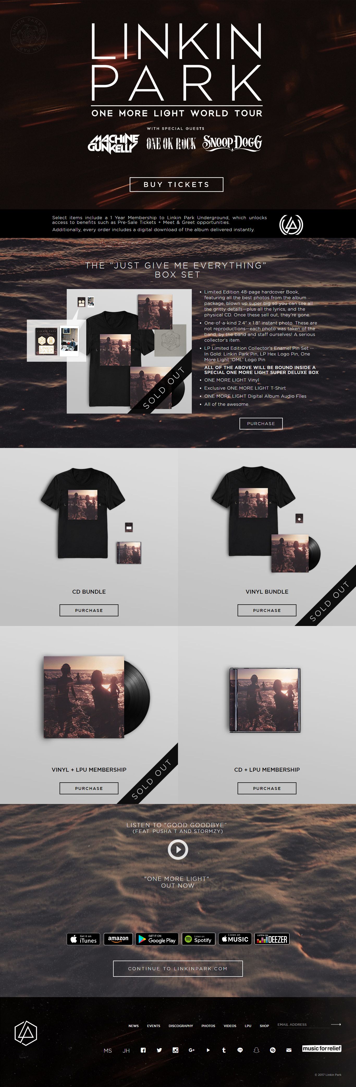 Thiết kế Web nghệ sĩ ca sĩ onemorelight.linkinpark.com